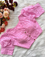 Taffy Pink Cotton Chikankari Work & Puff Sleeve Blouse