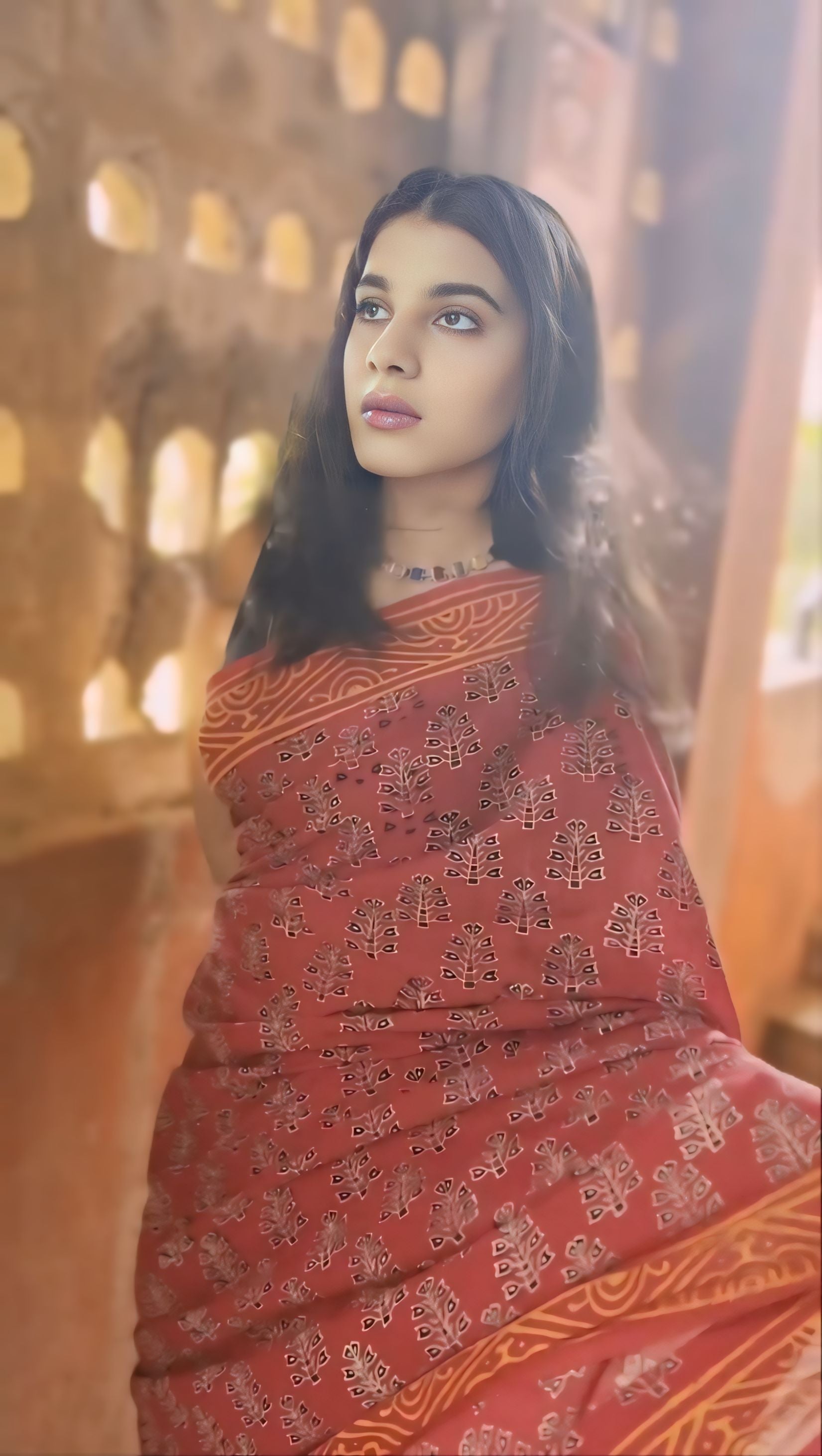 Orange Colour Mul Cotton Ready To Wear Saree With Pocket