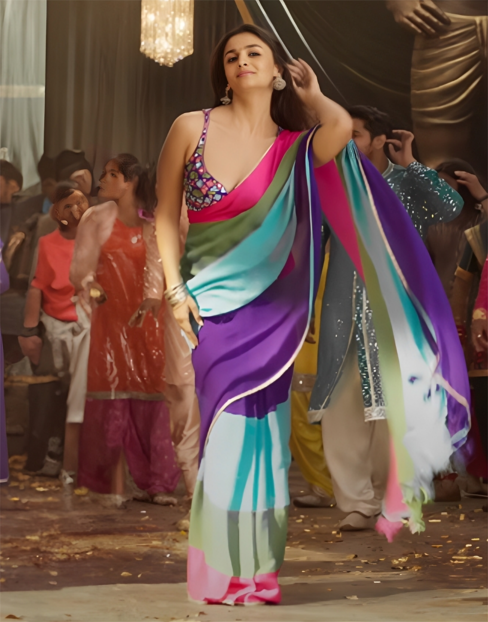 Alia Bhatt Soft Georgette Multi Color Saree