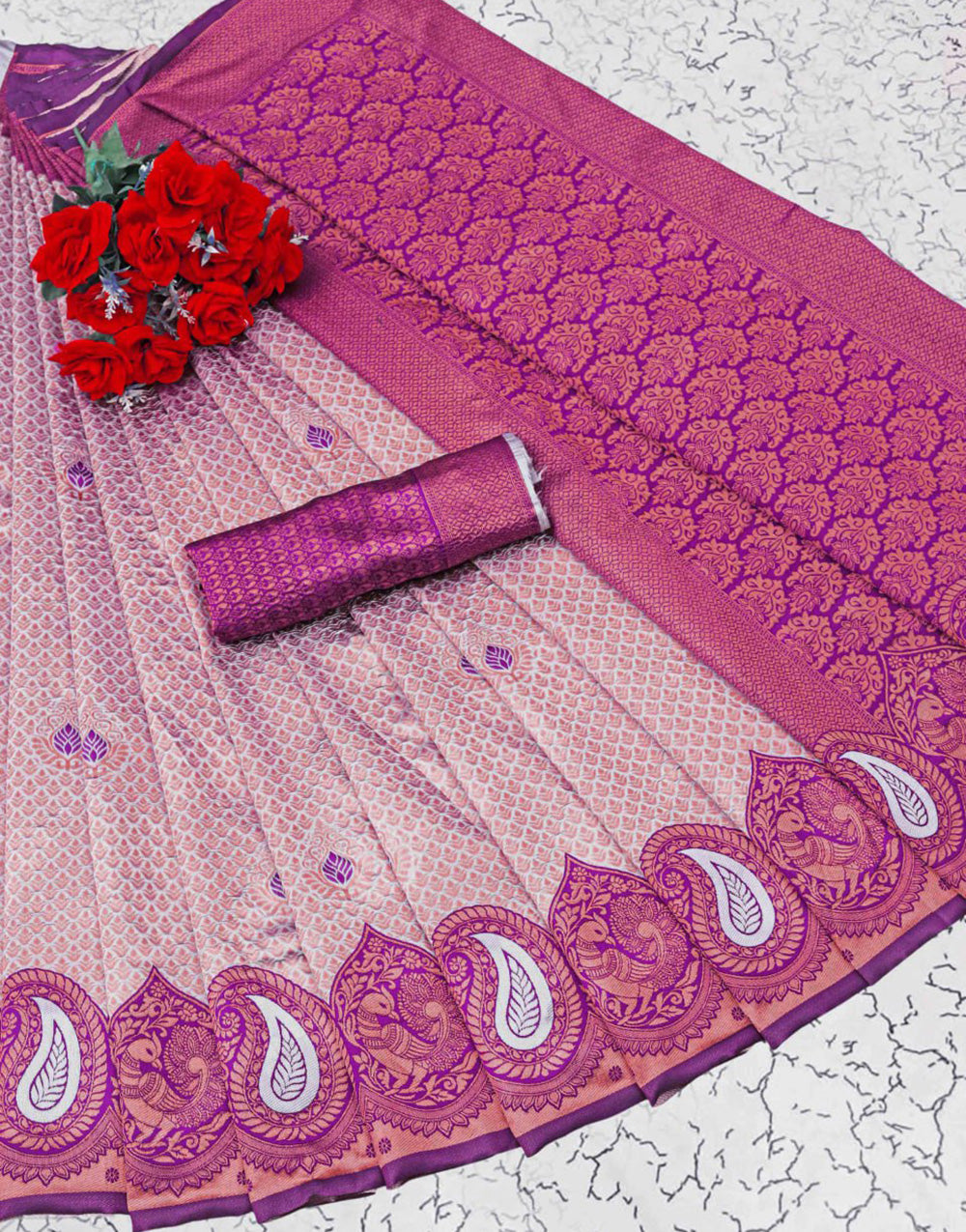 Sky Purple Beautiful Art Silk Weaving Saree