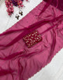 Rani Pink Organza Saree With Aari Border & Sequence Work Blouse