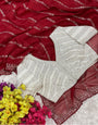 Maroon Soft Organza Saree With Sequence Work