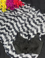 White & Black Georgette Saree With Digital Printed