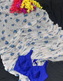 White & Blue Georgette Saree With Digital Printed
