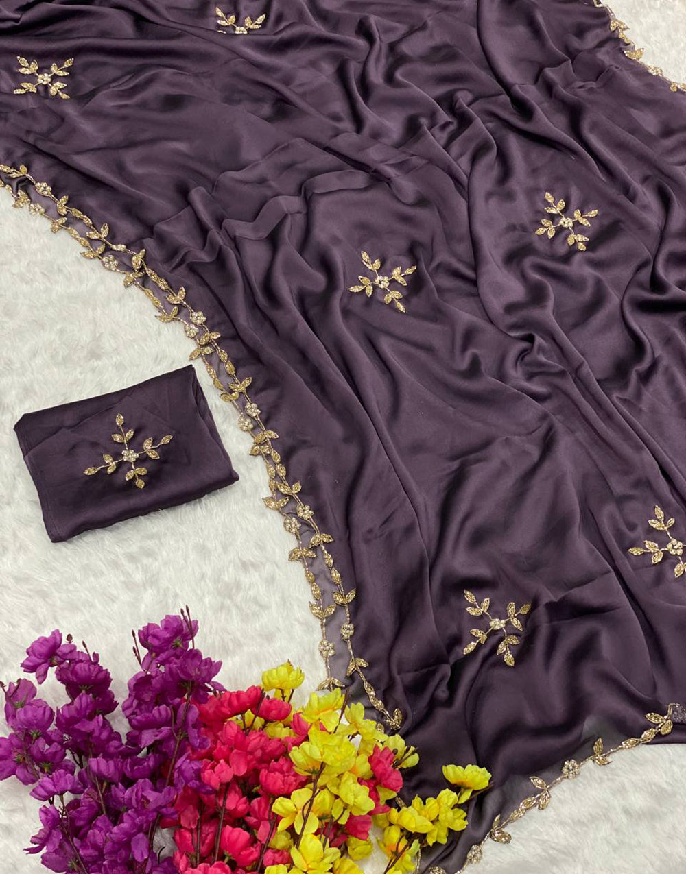 Violet Rangoli Silk Handwork Saree