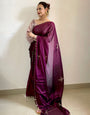 Dark Purple Rangoli Silk Handwork Saree