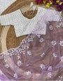 Lavender Organza Saree With Embroidery Work
