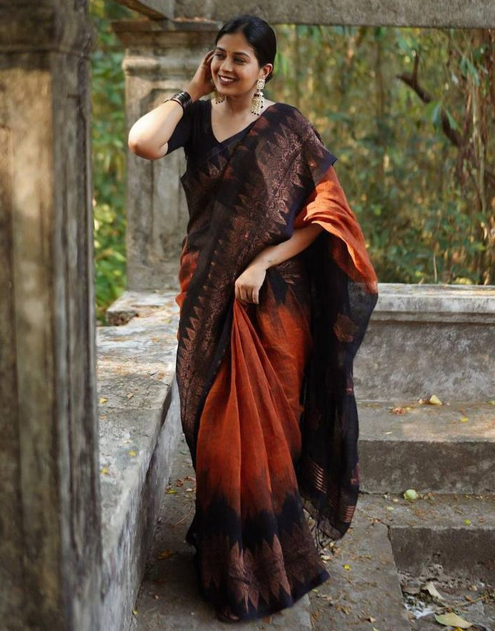 Black & Blush Banarasi Soft Silk Saree With Zari Weaving Work