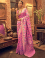 Pink Kashmiri Saree Weaving Work