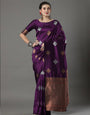 Wine Banarasi Silk Saree With Weaving Work