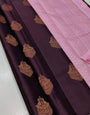 Daark Brown Banarasi Soft Silk Saree With Weaving Work