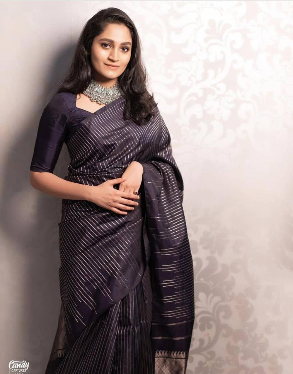 Black Kanjivaram Silk With Zari Weaving Work