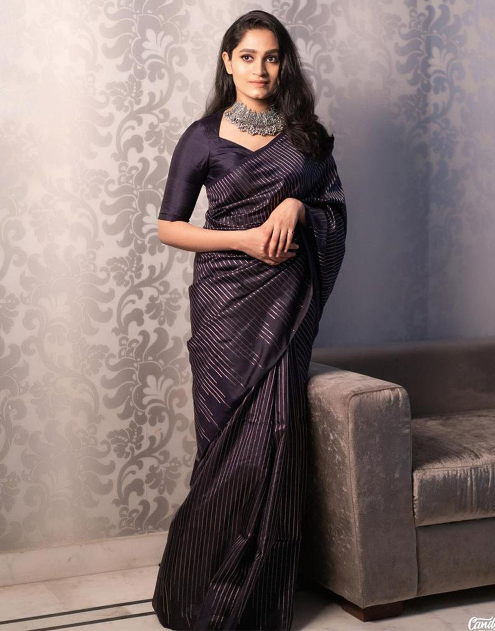 Black Kanjivaram Silk With Zari Weaving Work