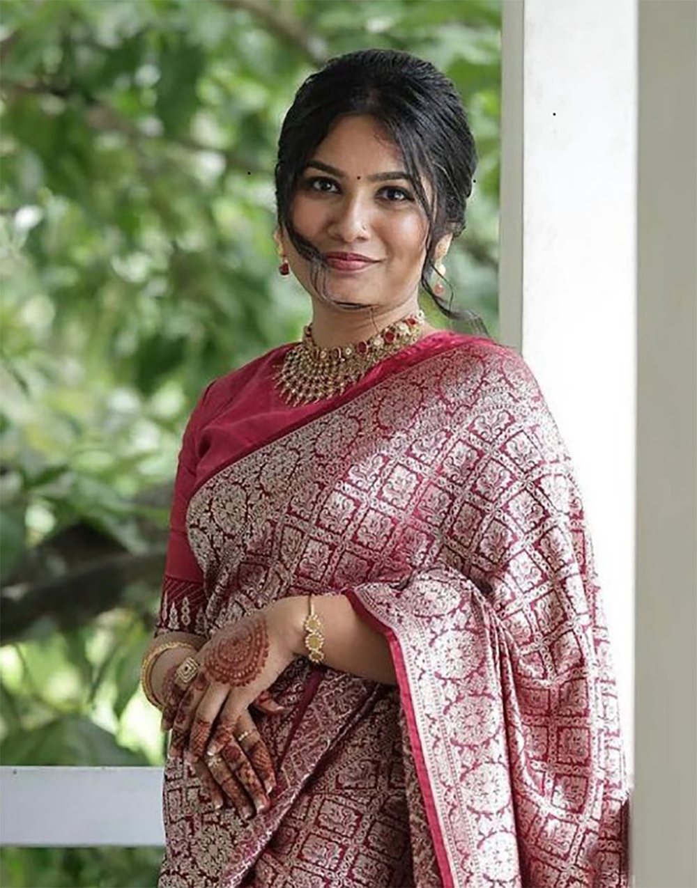 Rose Pink Banarasi Silk Saree With Weaving Work