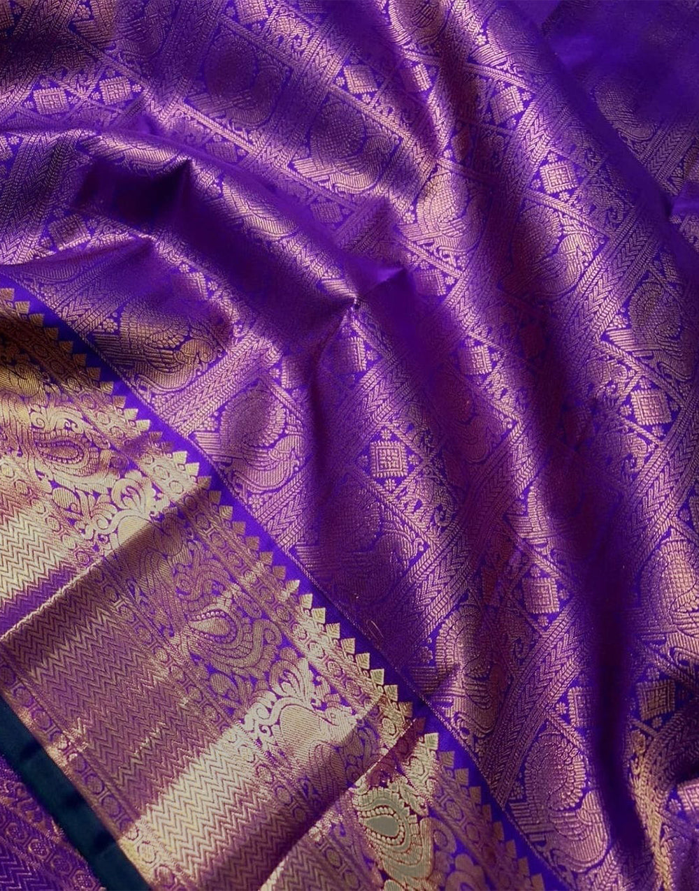 Purblish Blue Banarasi Silk Saree With Zari Weaving work