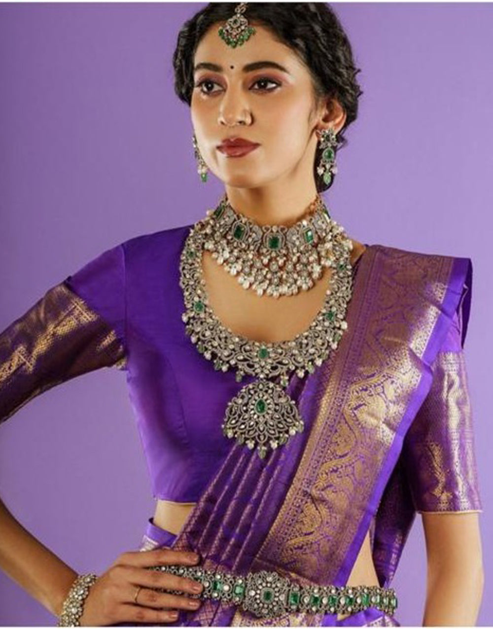 Purple Banarasi Silk Saree With Zari Weaving Work
