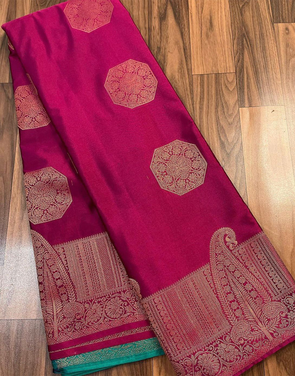 Rani Pink Banarasi Silk Saree With Zari Weaving Work