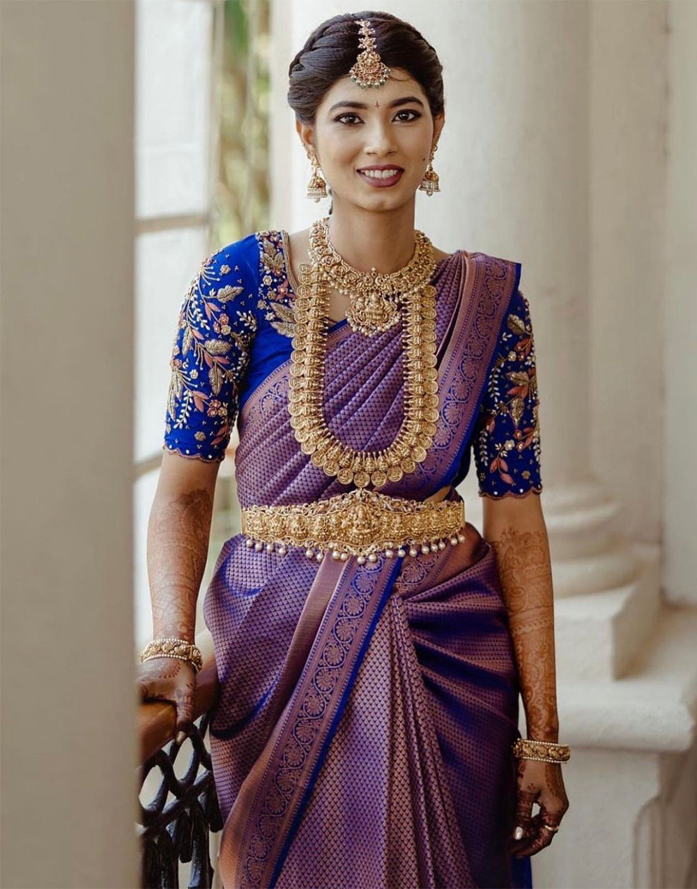 Purple Banarasi Soft Silk Saree With Zari Weaving Work
