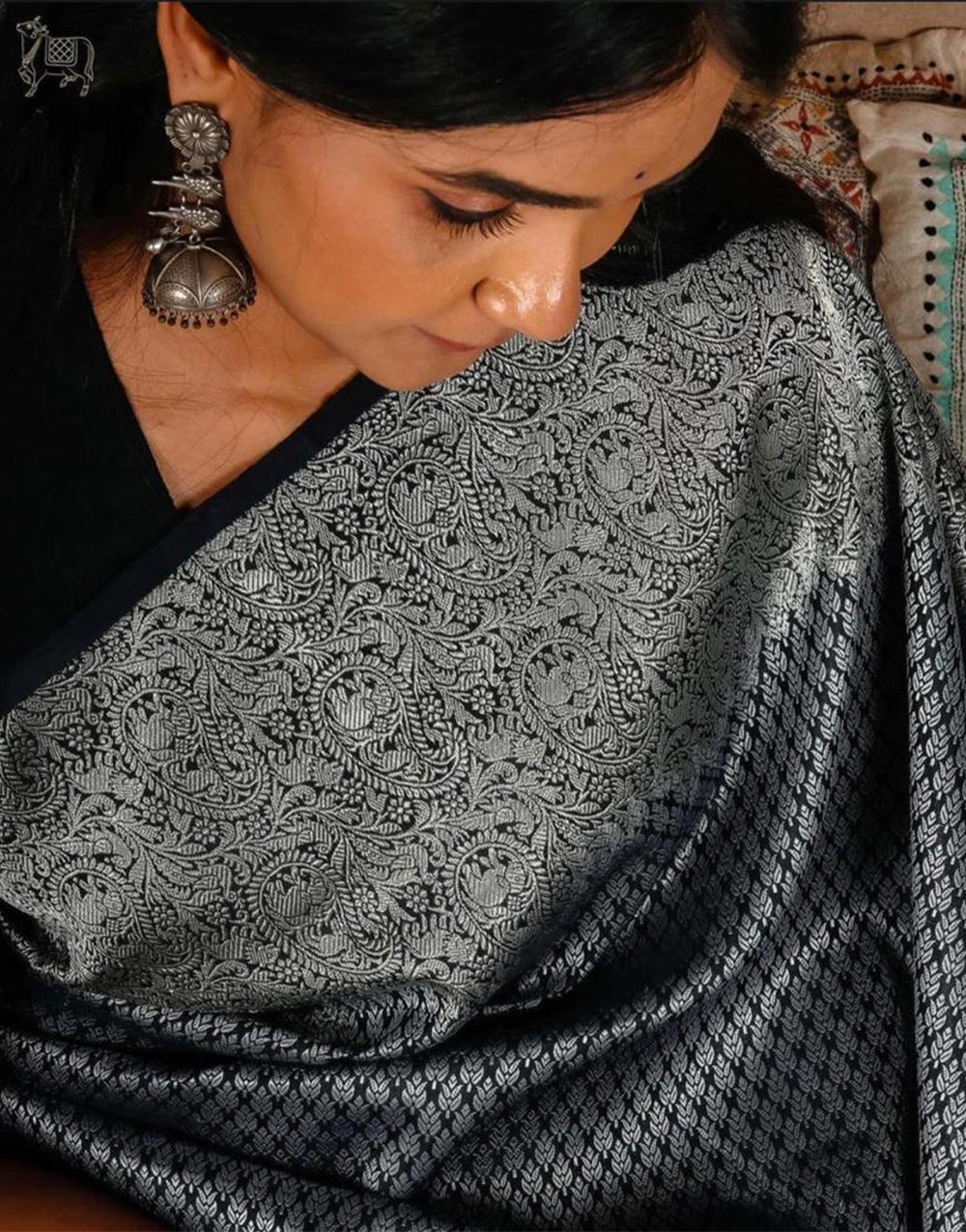 Black Banarasi Soft Silk Saree With Zari Weaving Work