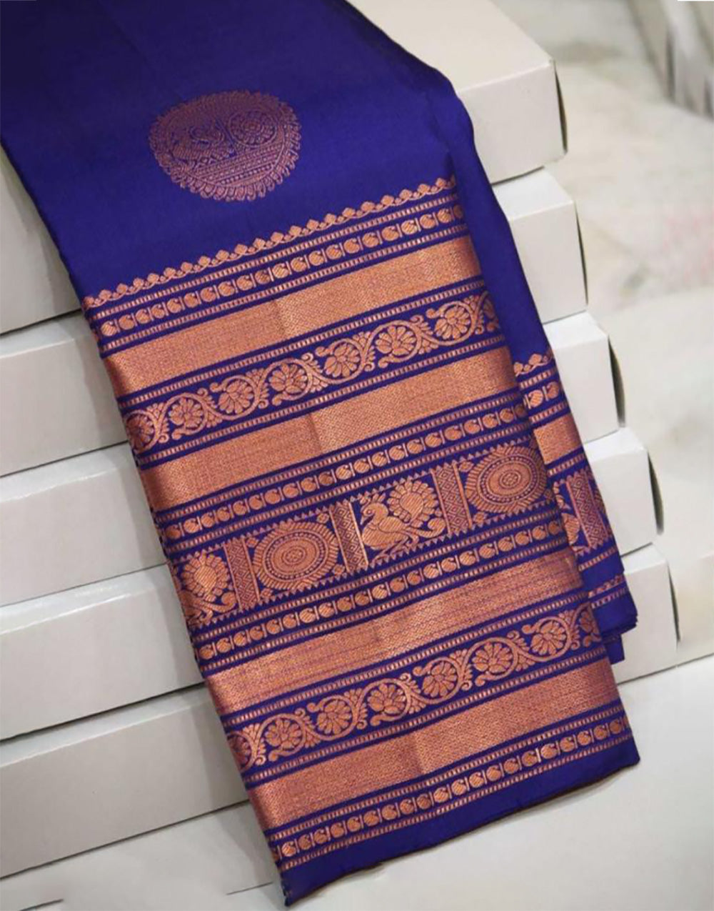 Royal Blue Banarasi Silk Saree With Weaving Work