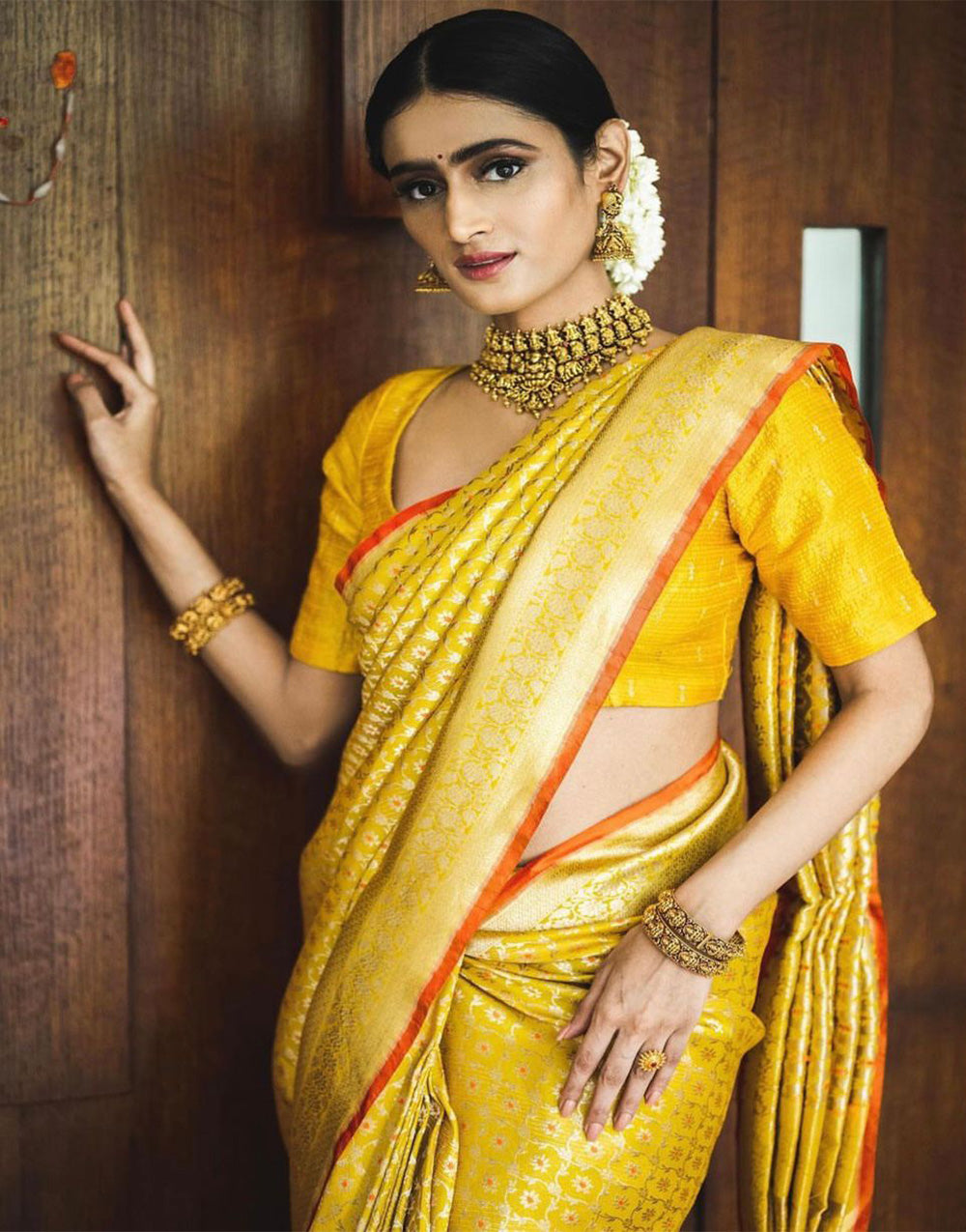 Yellow Banarasi Soft Silk Saree With Weaving Work