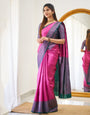 Pink Banarasi Soft Silk Saree With Zari Weaving Work