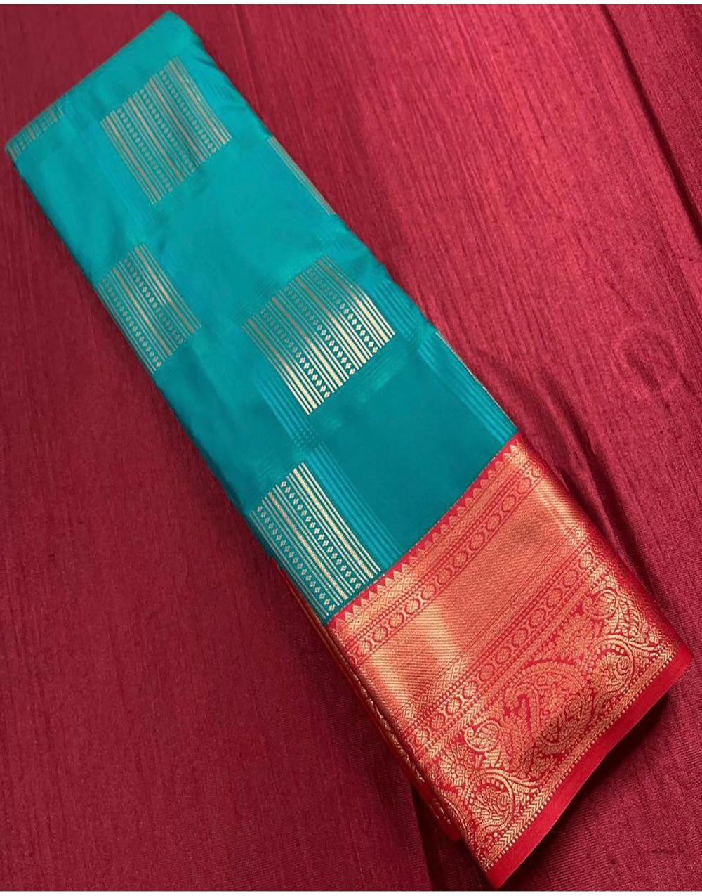 Rama Blue Banarasi Soft Silk Saree With Weaving Work