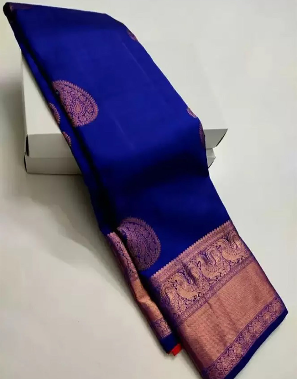 Midnight Blue Banarasi Soft Silk Saree With Weaving Work