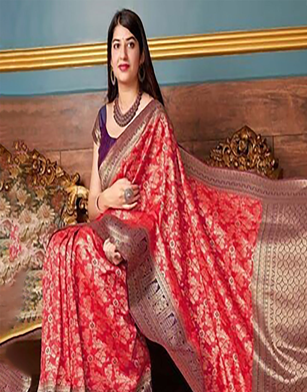 Red Banarasi Soft Silk Saree With Weaving Work