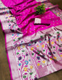 Rani Pink Banarasi Silk Saree With Zari Weaving Work