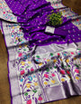 Purple Banarasi Silk Saree With Zari Weaving Work