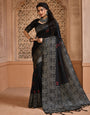 Black Silk Saree With Weaving Work
