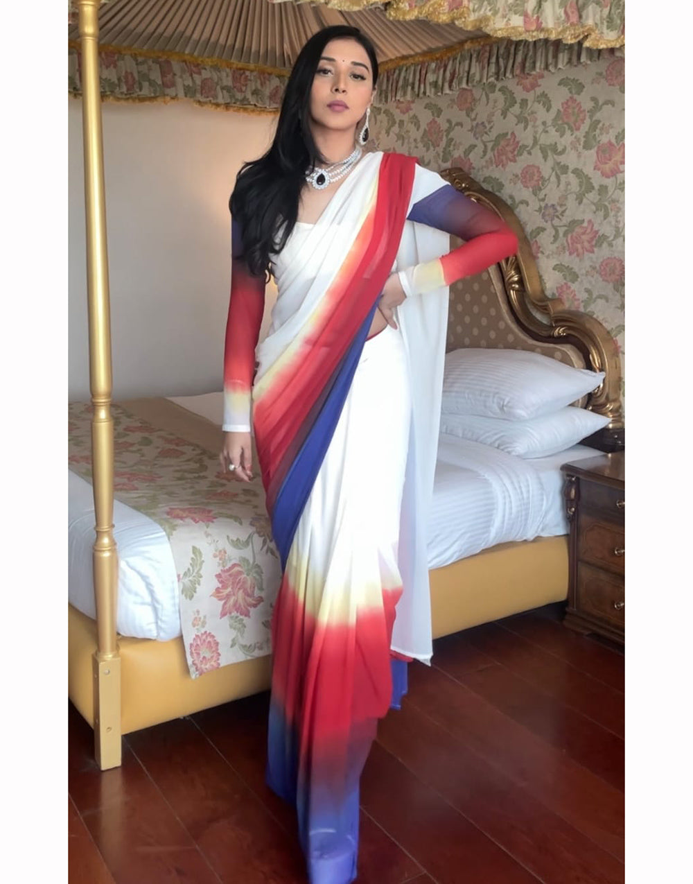 Multi Georgette Ready To Wear Saree