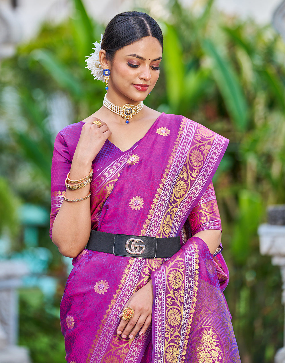 Purple Soft Silk Saree With Weaving Work