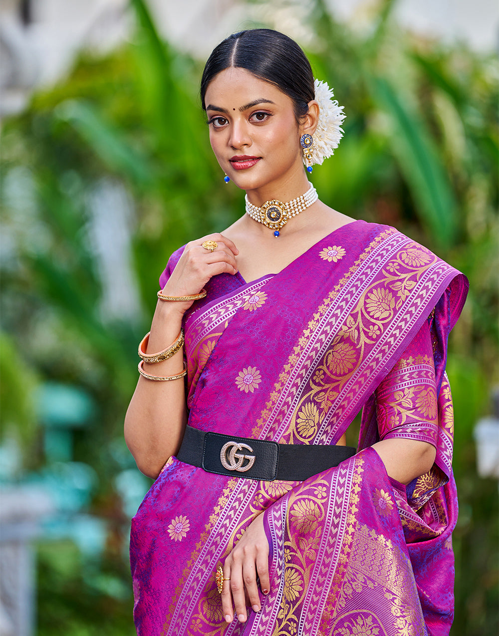 Purple Soft Silk Saree With Weaving Work