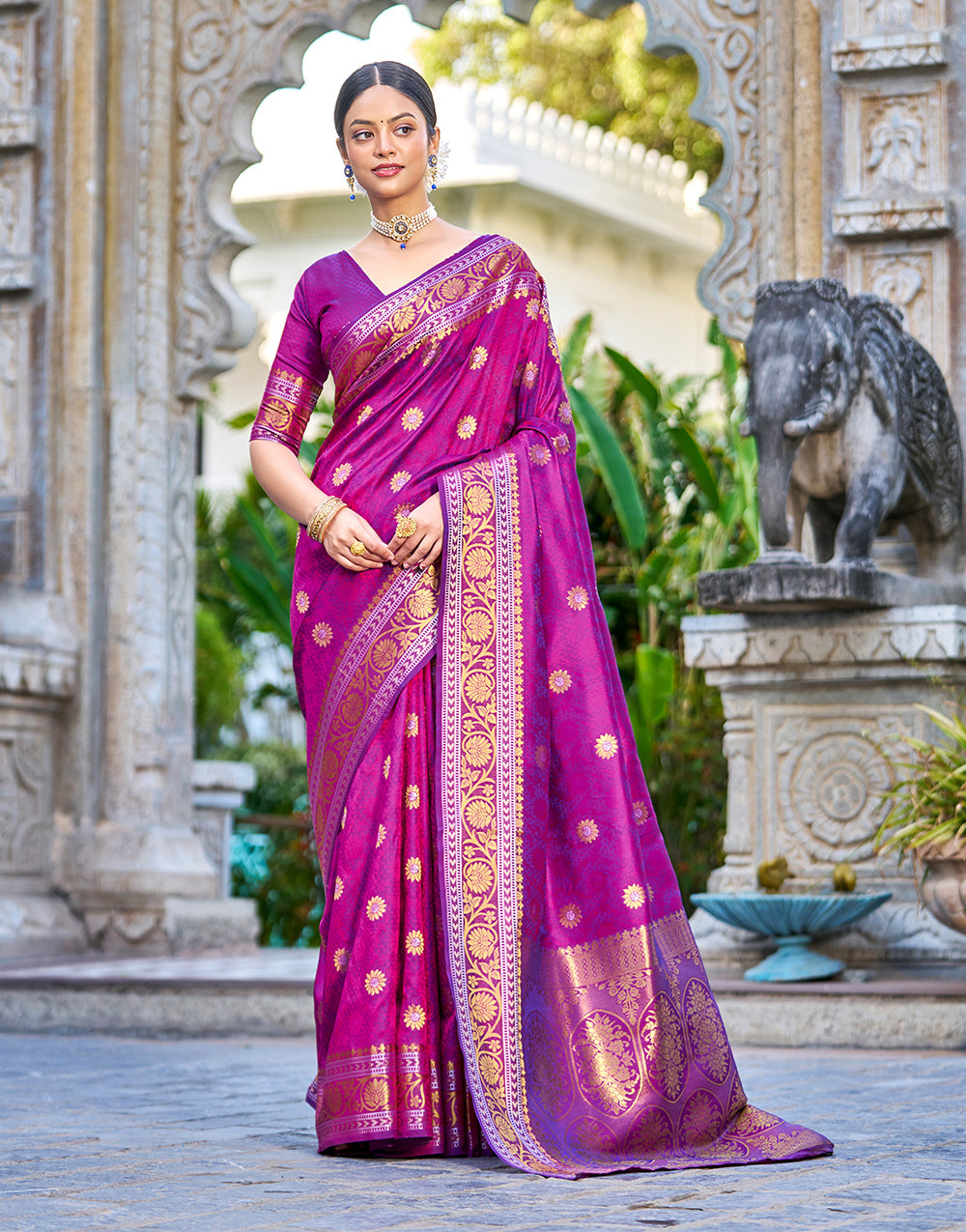 Purple Soft Silk Saree With Weaving Work