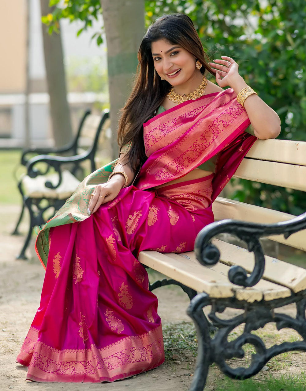 Pink Soft Banarasi Silk Saree With Zari Weaving Work