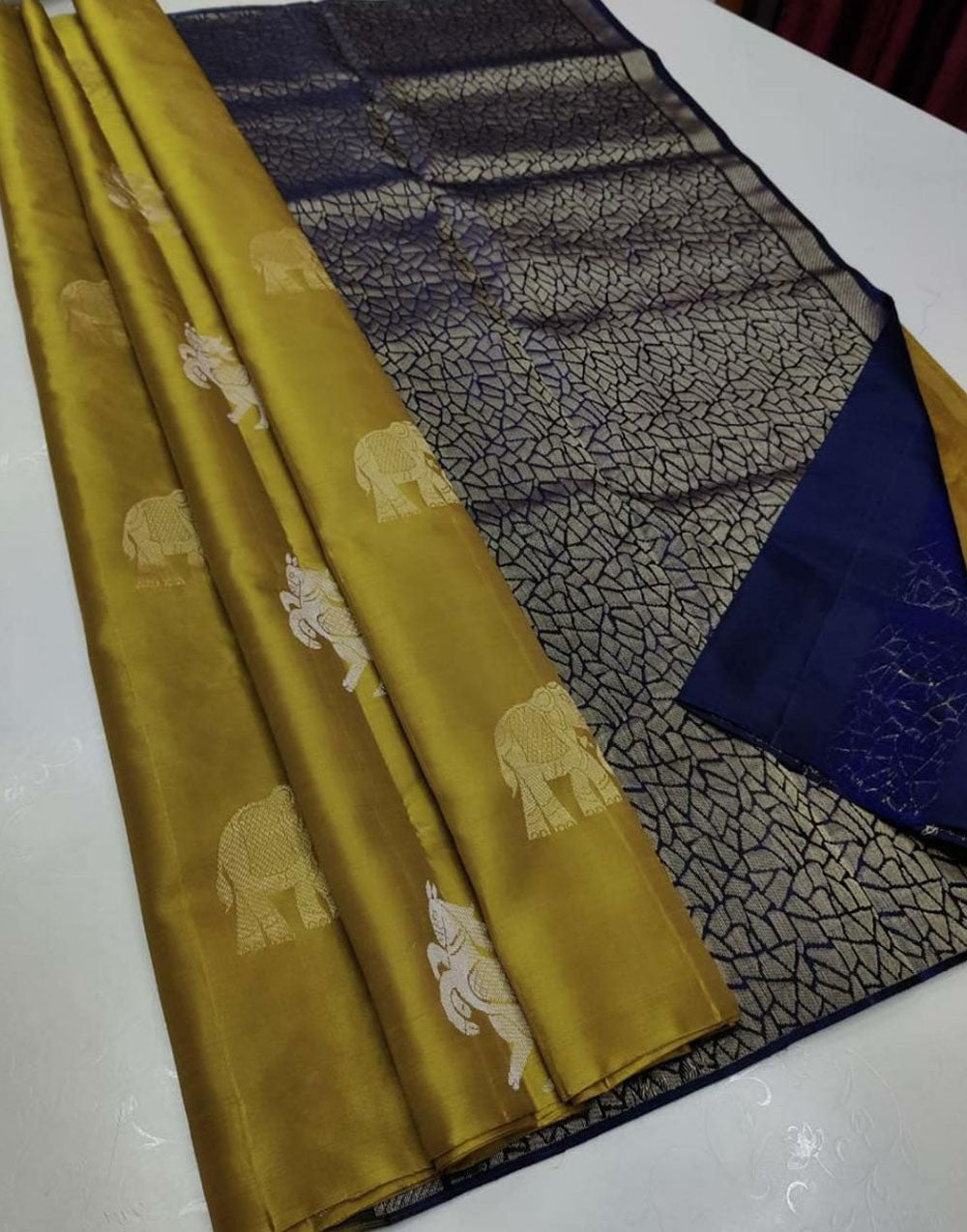 Dijon Yellow Silk Saree With Zari Weaving Work