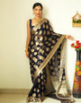 Black Soft Cotton Ready To Wear Saree