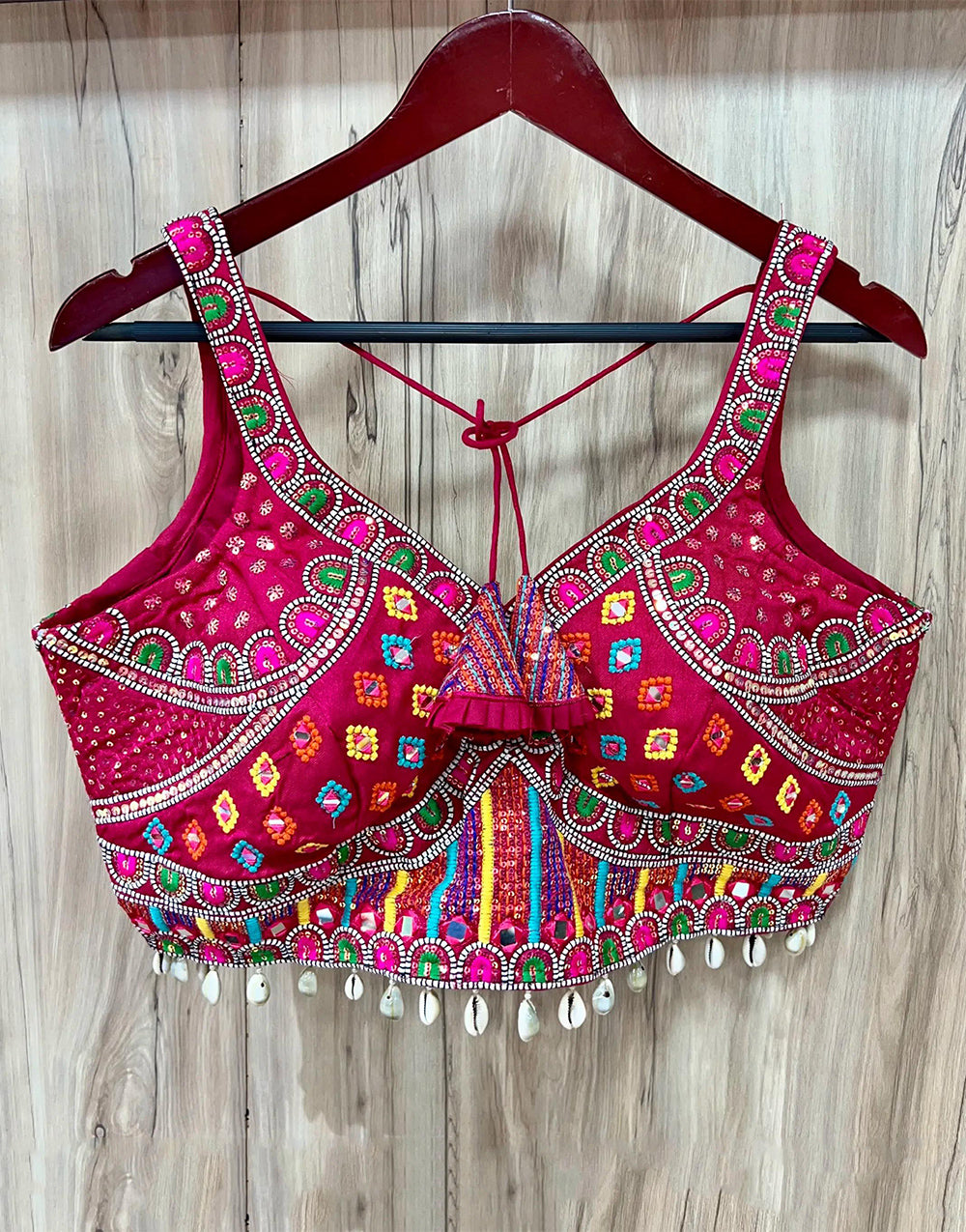 Raspberry Pink Silk With Mirror & Sequence With Kodi Lace Blouse
