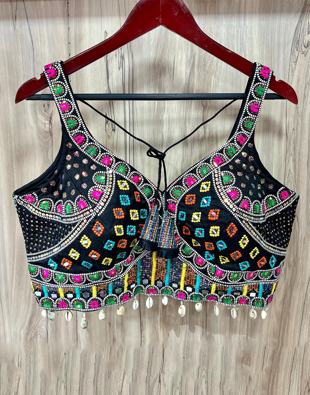 Black Silk With Mirror & Sequence With Kodi Lace Blouse