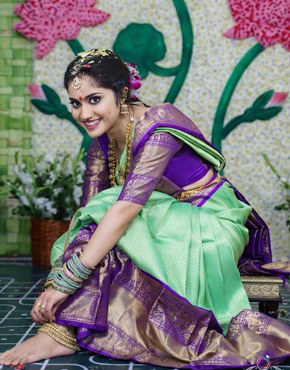 Seafoam Green Soft Silk Saree With Zari Weaving Work