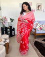 Red Pure Organza Saree With Embroidery Work