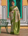 Tea Green Kanjivaram Silk Saree With Printed & Zari Weaving Border