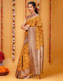 Brown Banarasi Silk Saree With Zari Weaving Work