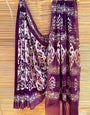 Purple Cotton Block Printed Ready To Wear Saree
