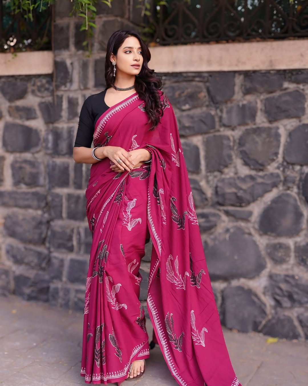Pink Colour Mul Cotton Ready To Wear Saree With Pocket