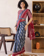 Blue Colour Mul Cotton Ready To Wear Saree With Pocket