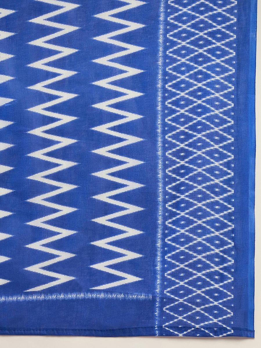 Sky Colour Mul Cotton Ready To Wear Saree With Pocket