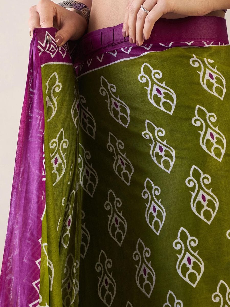 Mahendi Colour Mul Cotton Ready To Wear Saree With Pocket